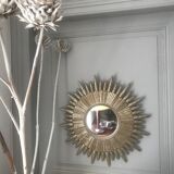 Vintage silver wood sun mirror