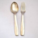 CHRISTOFLE, Atlas cutlery - fork and spoon in silver metal with DB monogram