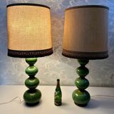 Green ceramic sun lamp/table, Kaiser Leuchten, Germany, 1960s elegance.