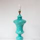 Large turquoise blue table lamp Manises from the 1960s (61 cm)