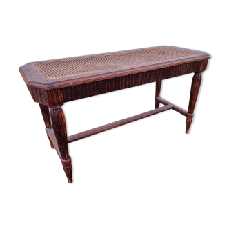 Louis XVI piano bench braided rattan