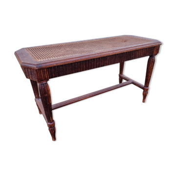 Banc de piano Louis XVI rotin tressé
