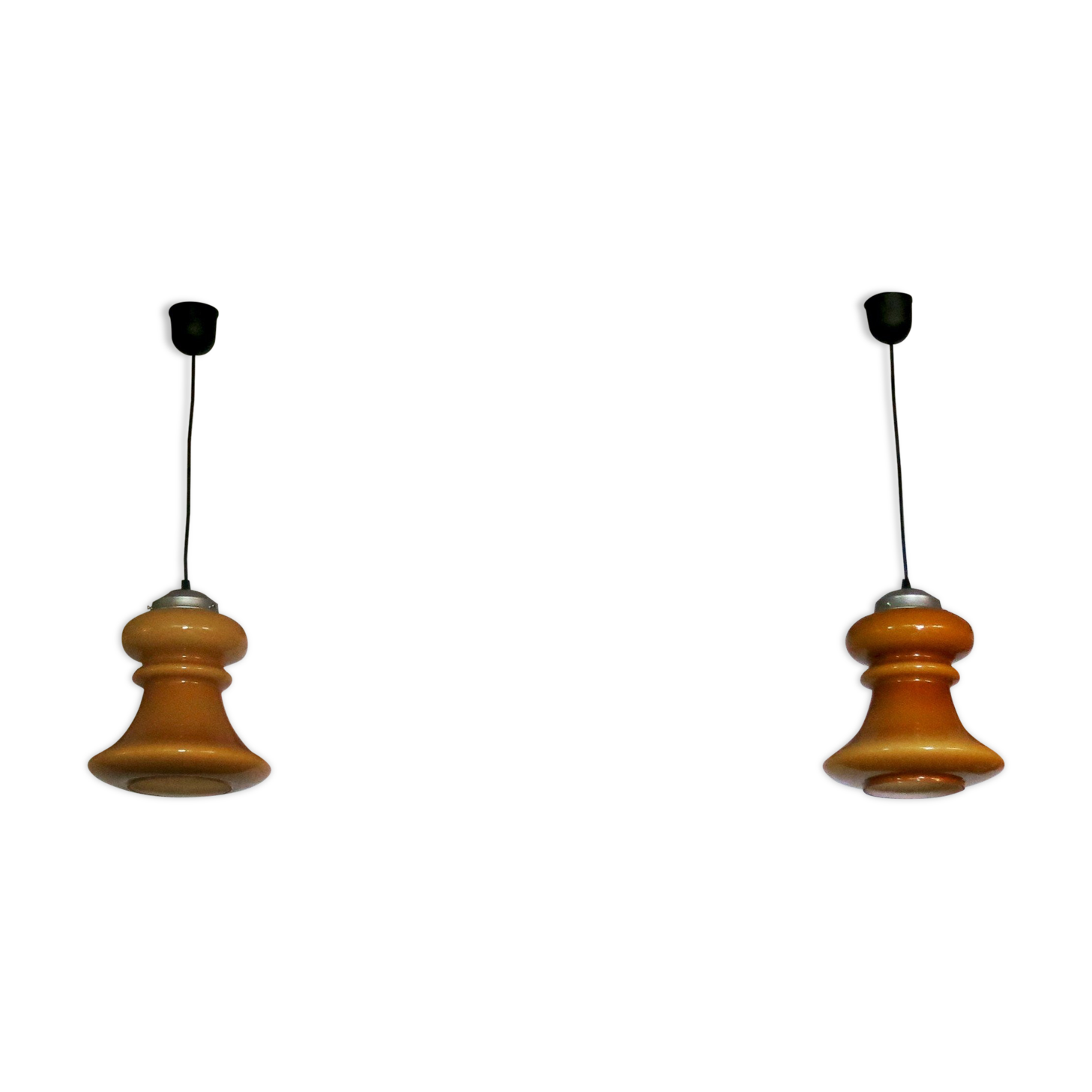 Paire de suspensions vintage en verre opalin années 1960
