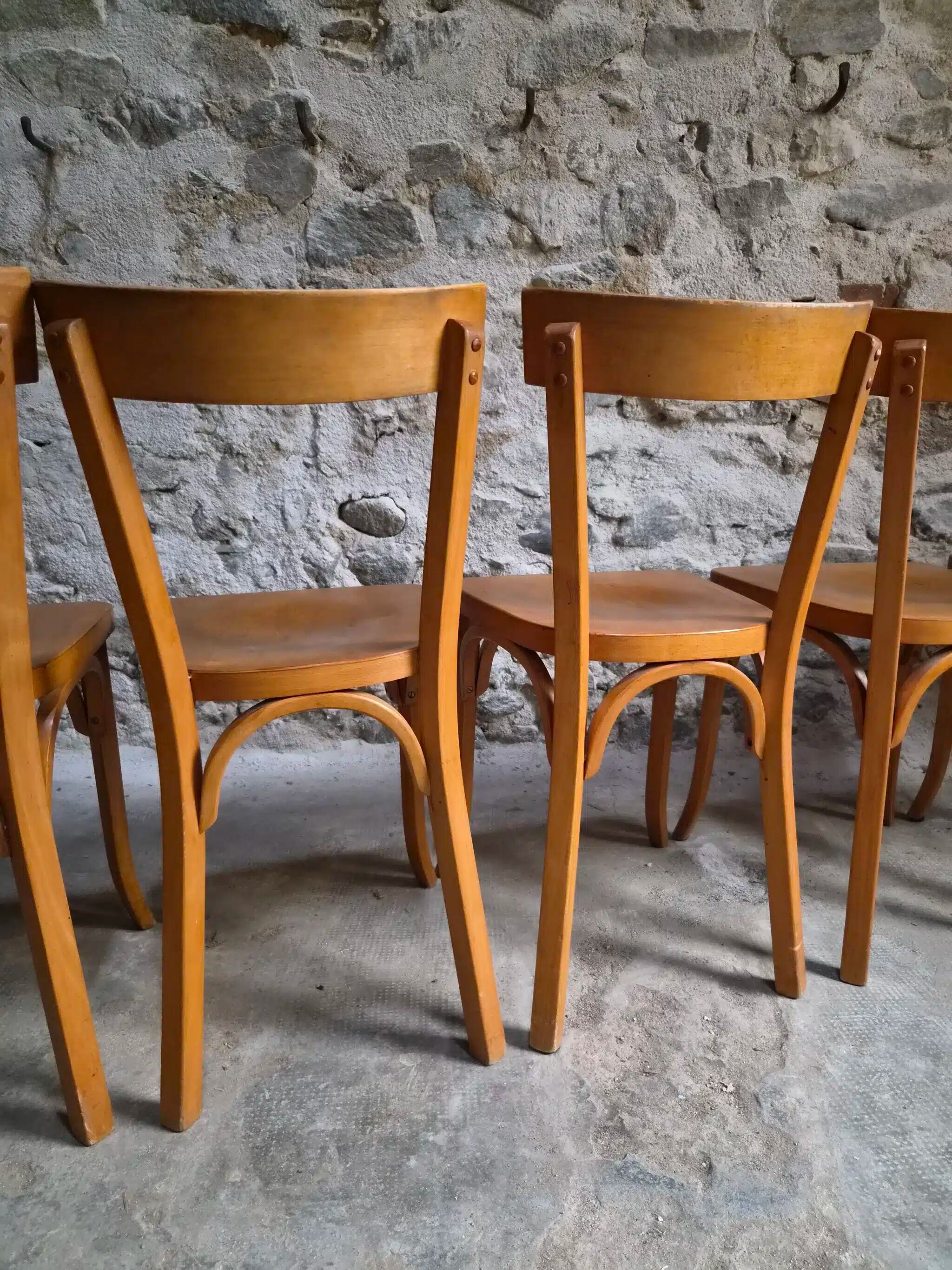 Set of six Baumann bistro chairs, France, 1950s