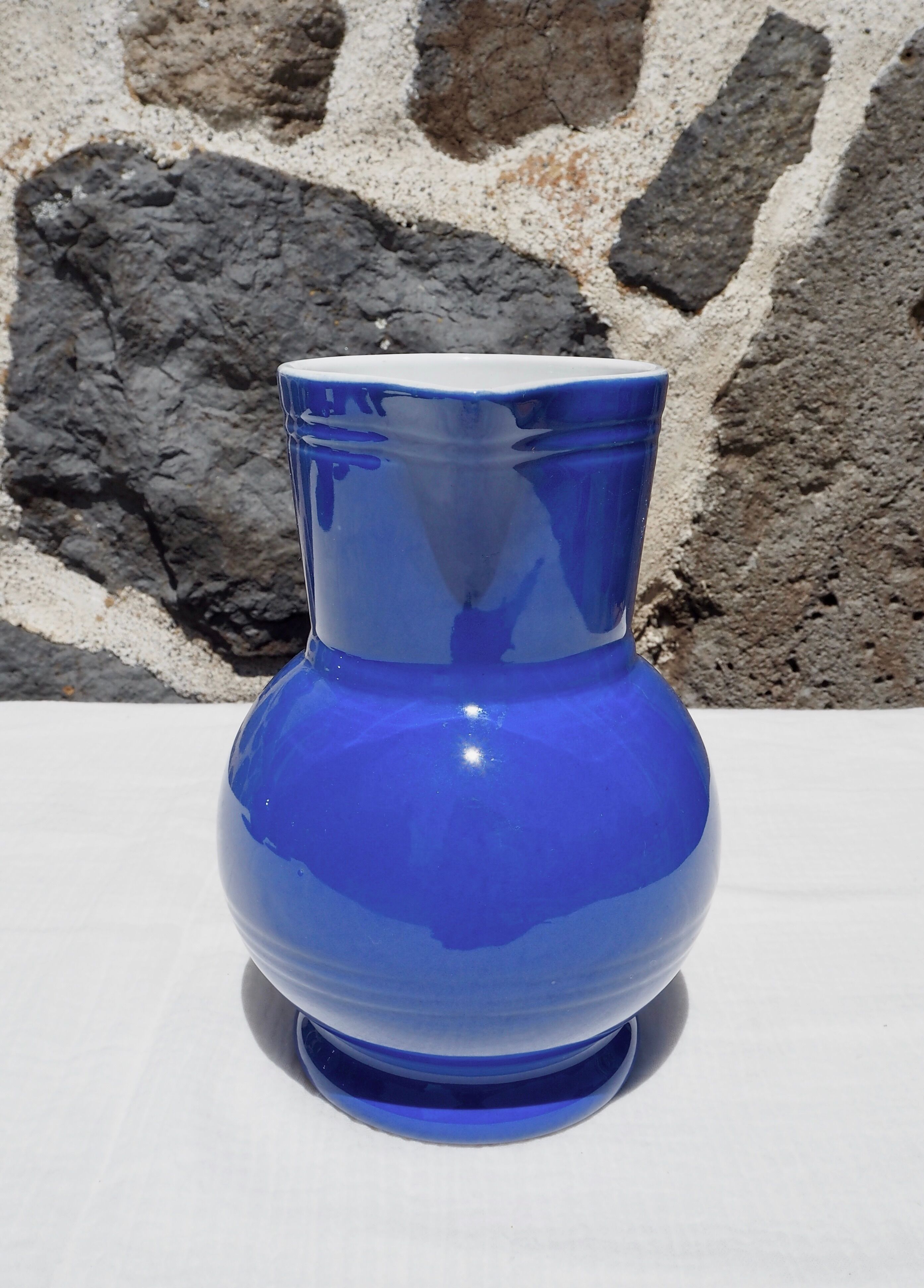Blue ceramic pitcher Emile Henry