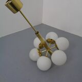 Sputnik brass and glass ceiling chandelier from Kaiser Idell / Kaiser Leuchten, Germany, 1960s