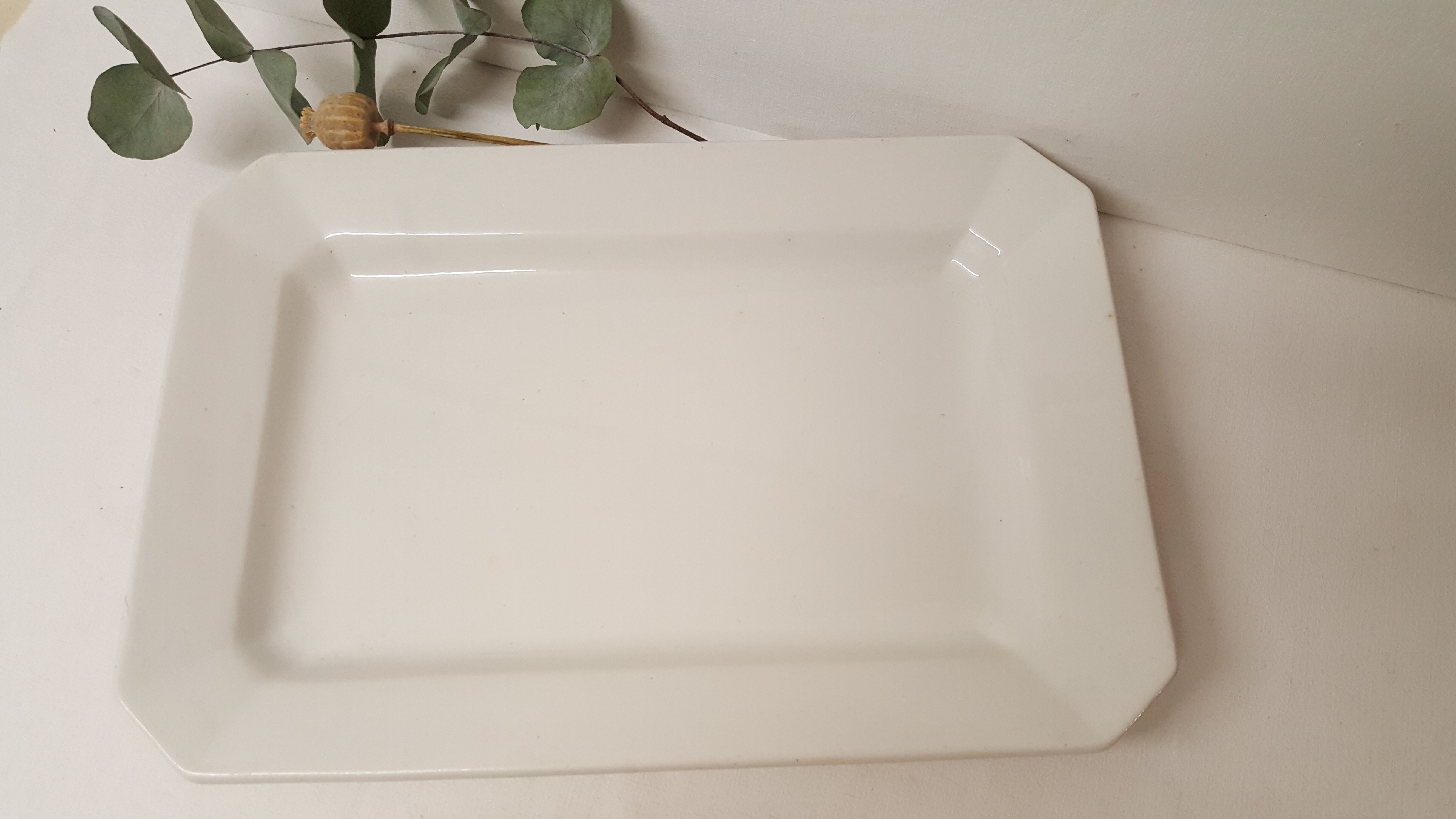Large white rectangular dish Luneville France