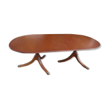 Régence style double piédestal prolongeant table à manger ovale fin des années 70