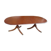 Régence style double piédestal prolongeant table à manger ovale fin des années 70