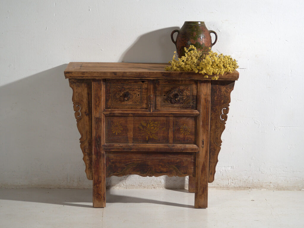 Antique carved pine wood console – China, circa 1900