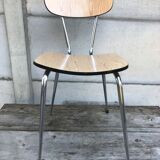 Former formica beige kitchen chair - feet compas metal chromé vintage