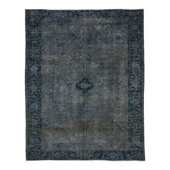 Hand-knotted persian overdyed 1970s 240 cm x 311 cm grey wool carpet