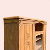 Armoire parisienne vitrée Art Déco asymétrique en chêne brut, 1930