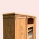 Asymmetrical Art Deco glass-fronted Parisian wardrobe in raw oak, 1930.