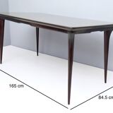 Rectangular Ebonized Beech Dining Table with a Taupe Glass Top, Italy