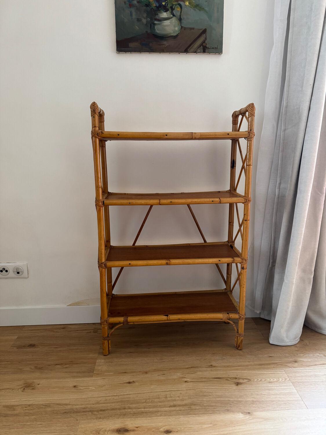 Vintage rattan bookshelf