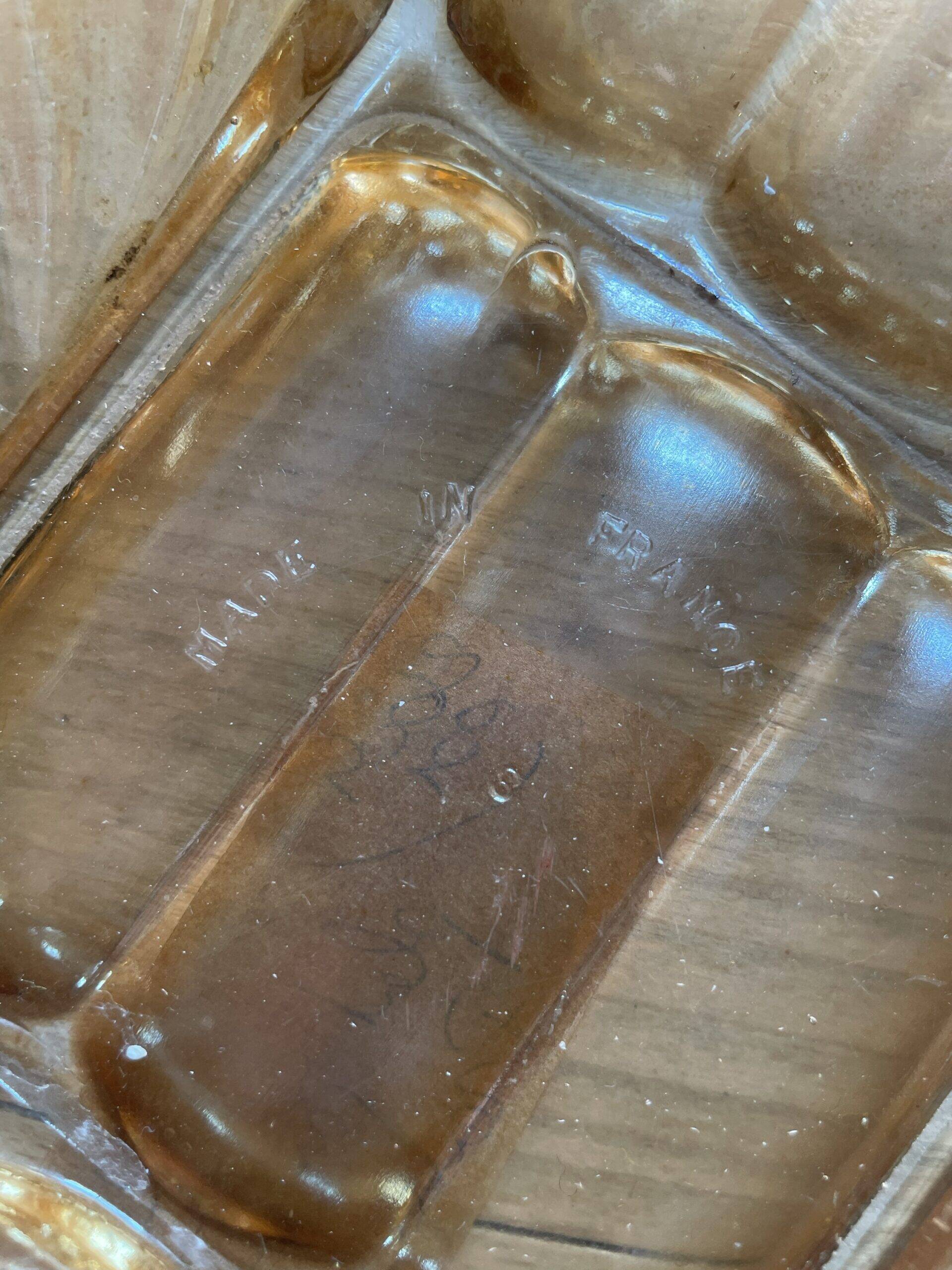 Vintage iridescent yellow shallow dish