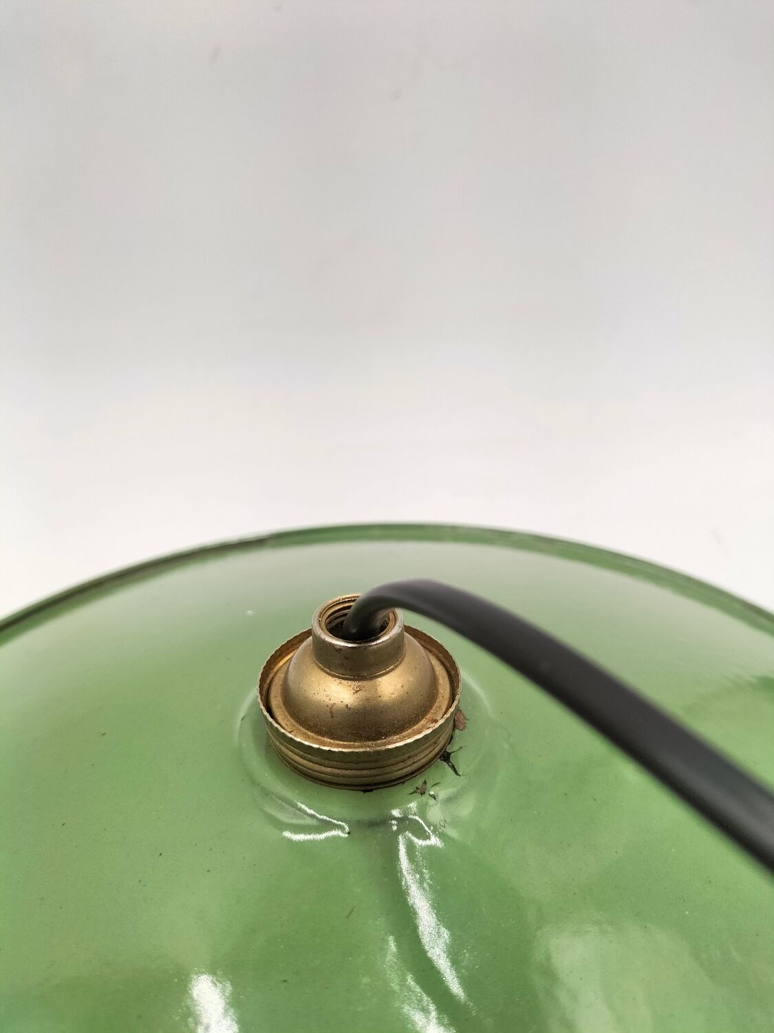 Pair of enamelled metal pendant lights