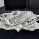 Compartmented bowl in Limoges porcelain. Aromatic plant decor