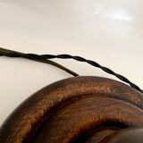 Turned wood lamp with paper shade