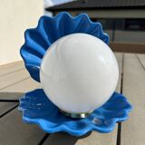 Vintage blue opaline shell lamp