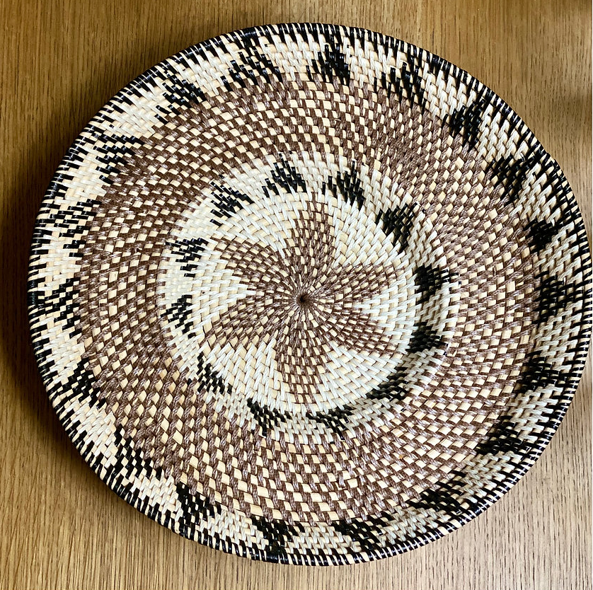 Round ethnic Balinese rattan tray