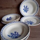 6 assiettes anciennes 1920/30 Badonviller, décor bleu