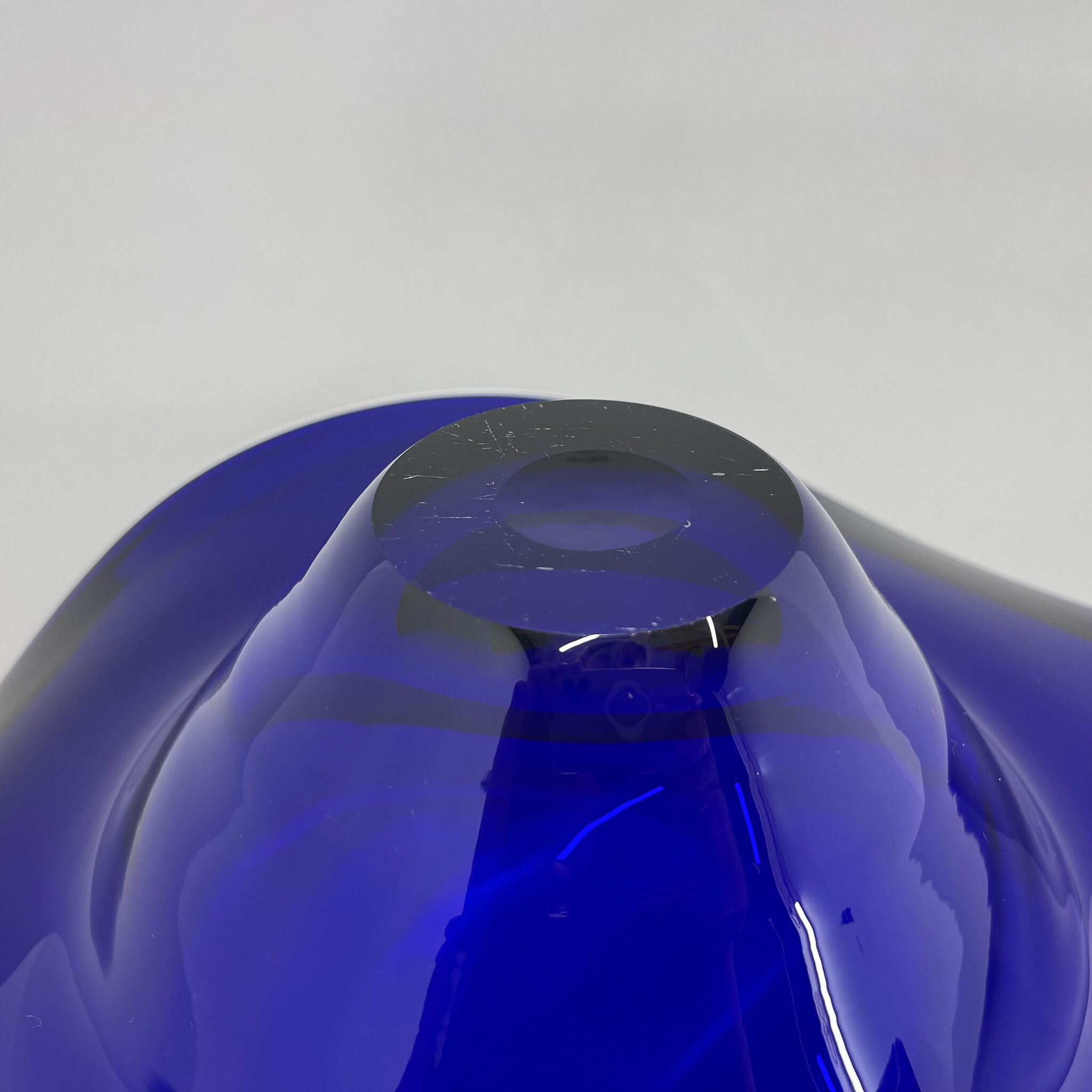 Mid-century Blue Glass Bowl, Czechoslovakia