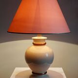 Lampe vintage faïence craquelée blanc crème Le Dauphin années 60-70 Panama