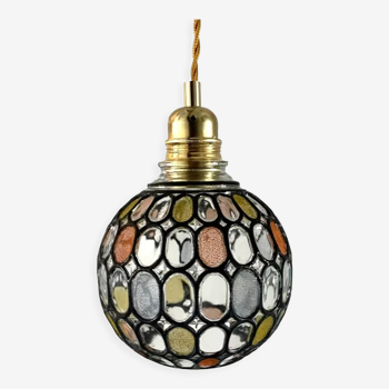 Vintage pendant lamp in multicolored glass