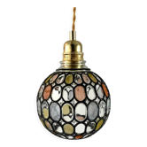 Vintage pendant lamp in multicolored glass