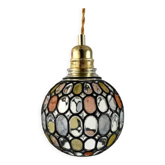 Suspension vintage en verre multicolore