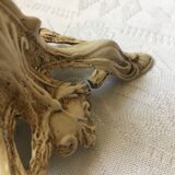 Large candle holder in patinated white painted metal