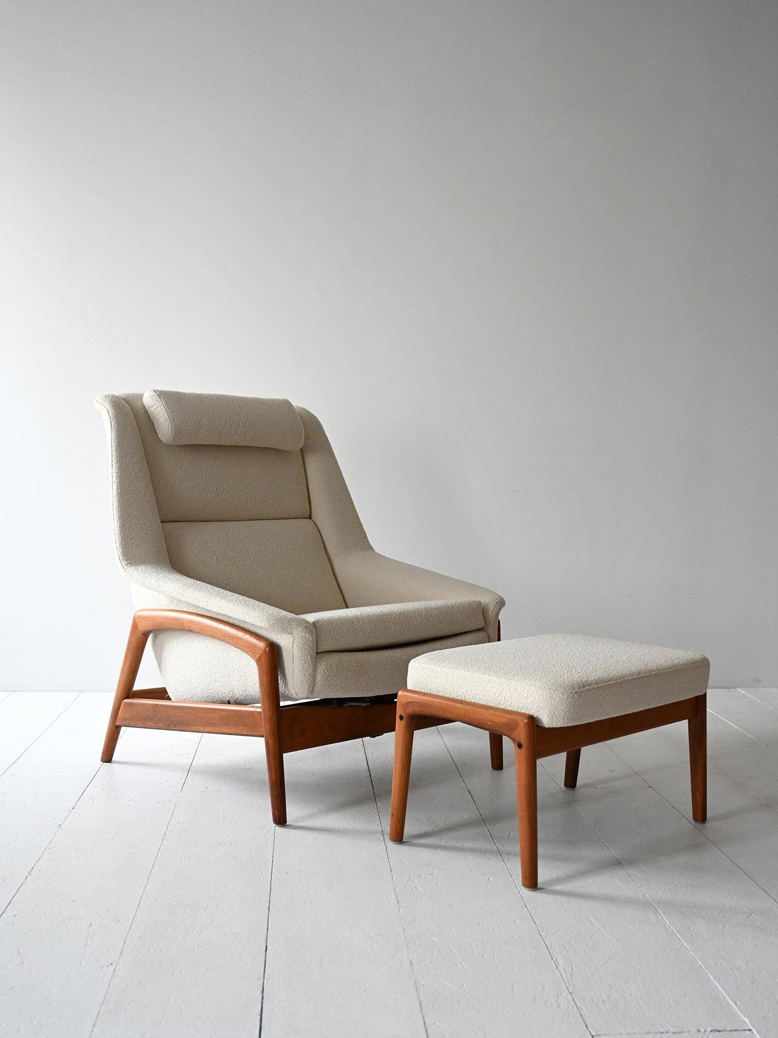1950s/60s Scandinavian teak lounge chair with ottoman
