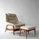 1950s/60s Scandinavian teak lounge chair with ottoman