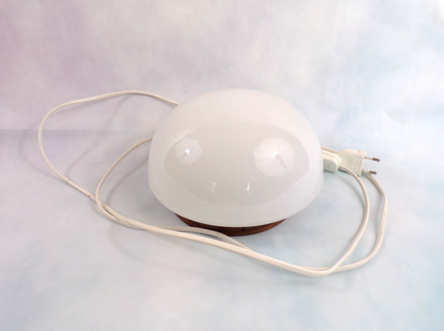 Opaline Scandinavian style bedside lamp on wood