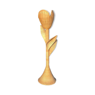 Handcrafted rattan tulip floor lamp