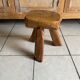 Tabouret tripode brutaliste bois Olivier design 50/60