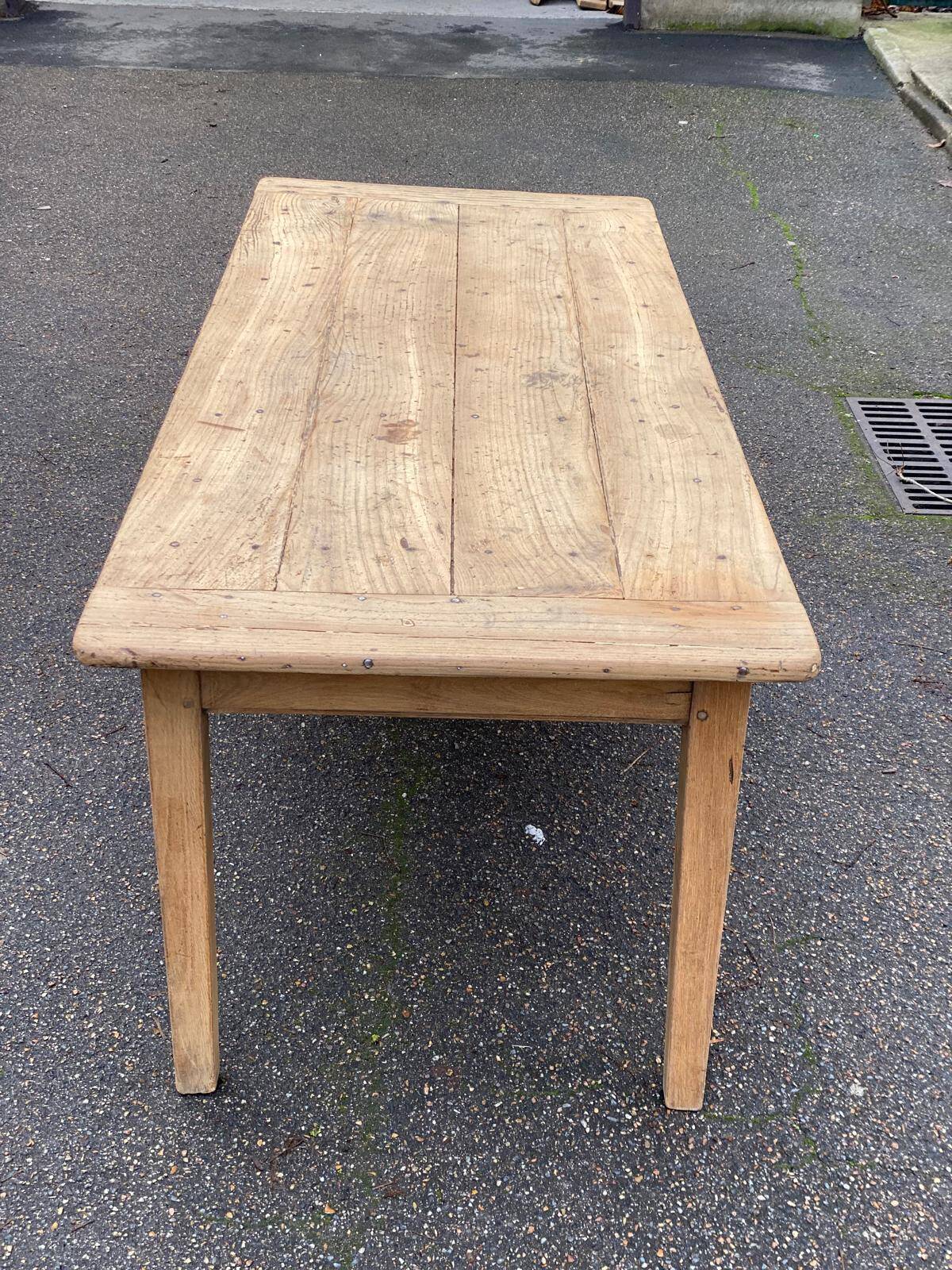 Table de ferme rénovée en chêne massif du 18ème avec tiroir 220cm