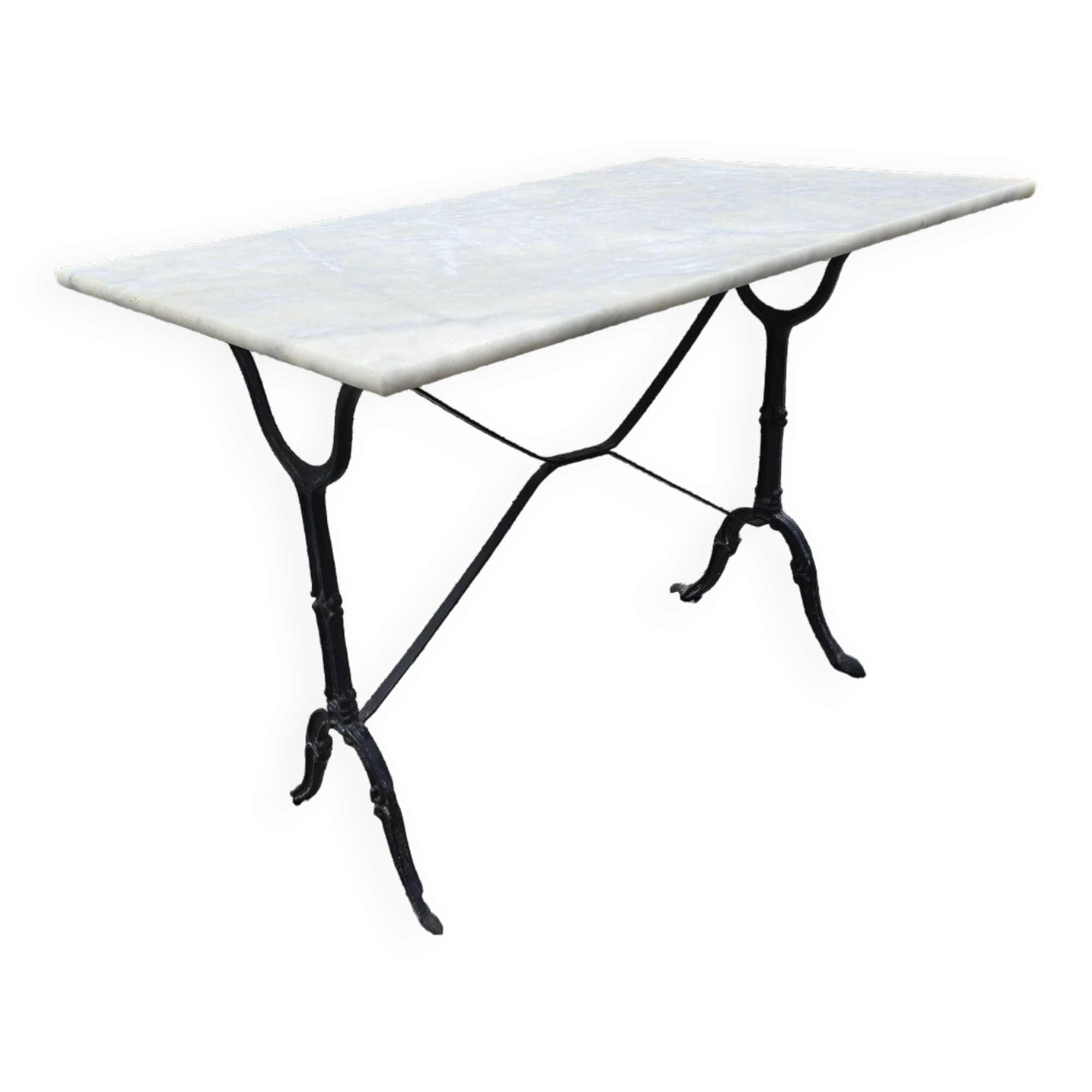Bistro table with marble top and cast iron base