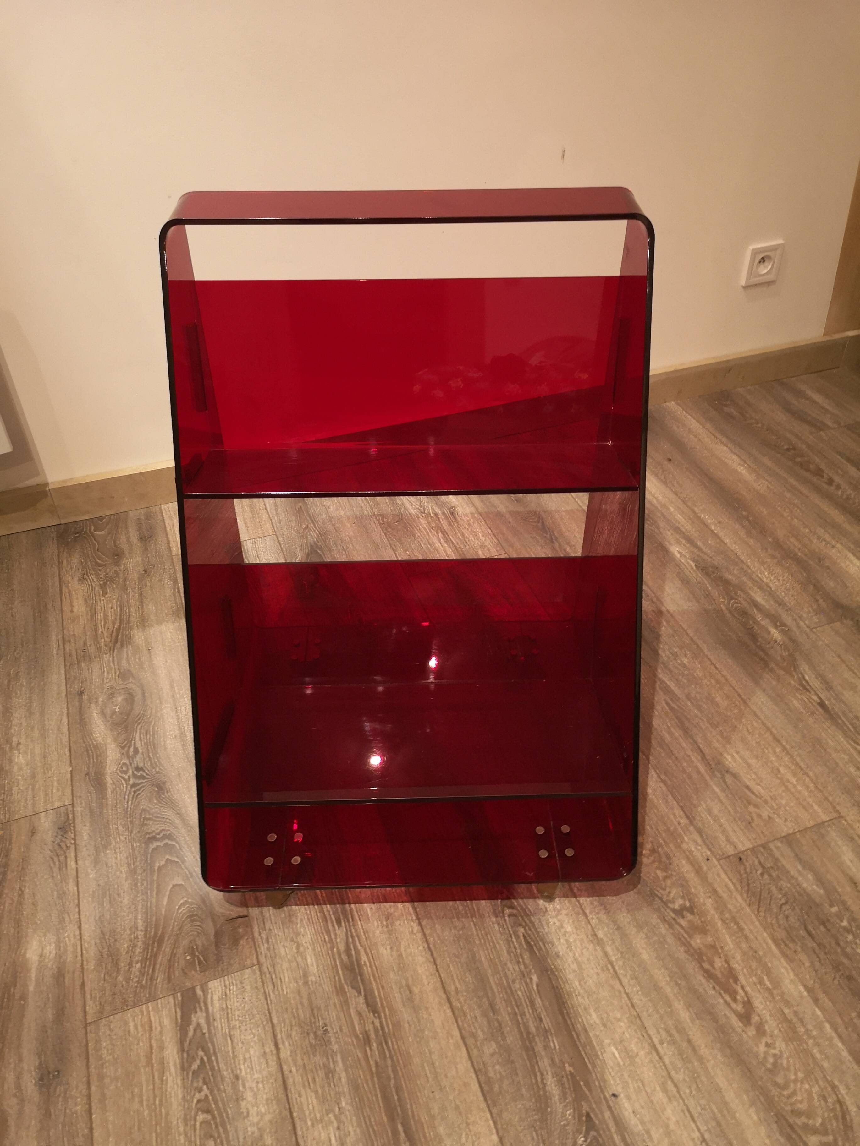 Red Plexiglas Bookshelf