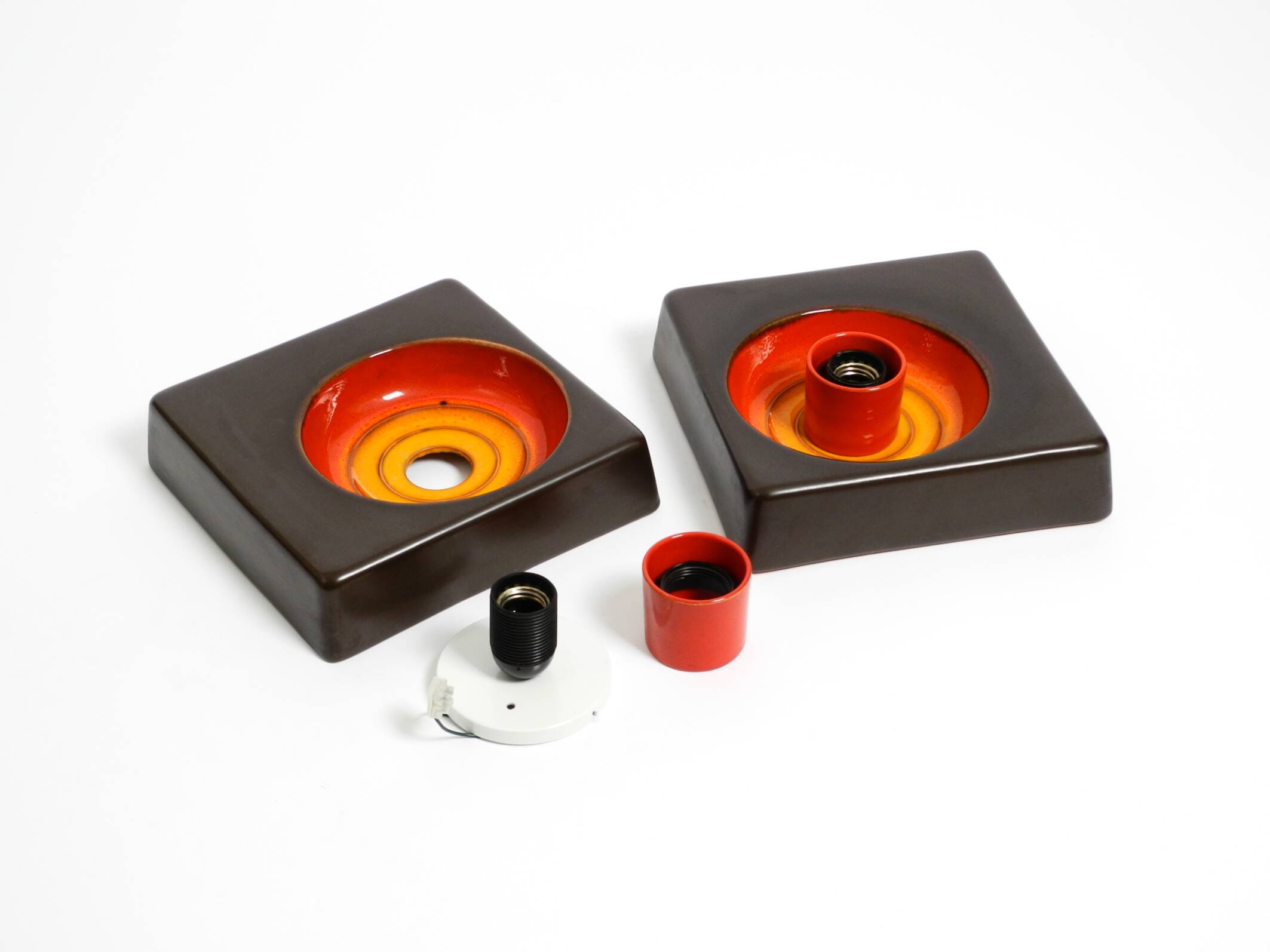 Two beautiful original 1970s Space Age ceramic wall lamps