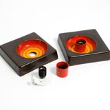 Two beautiful original 1970s Space Age ceramic wall lamps