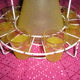 Service liquor Granita yellow glass with metal display stand, 60s/70s