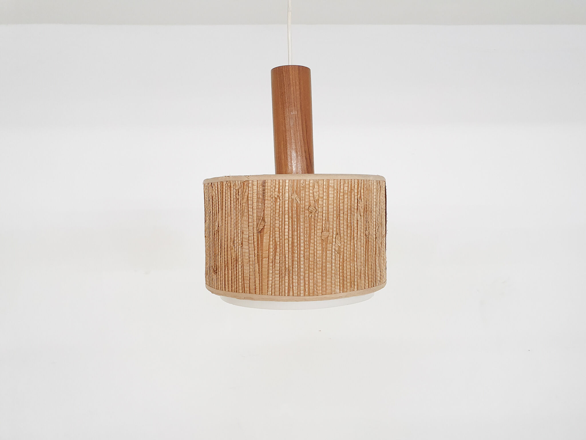 Scandinavian modern rattan pendant light, 1960's