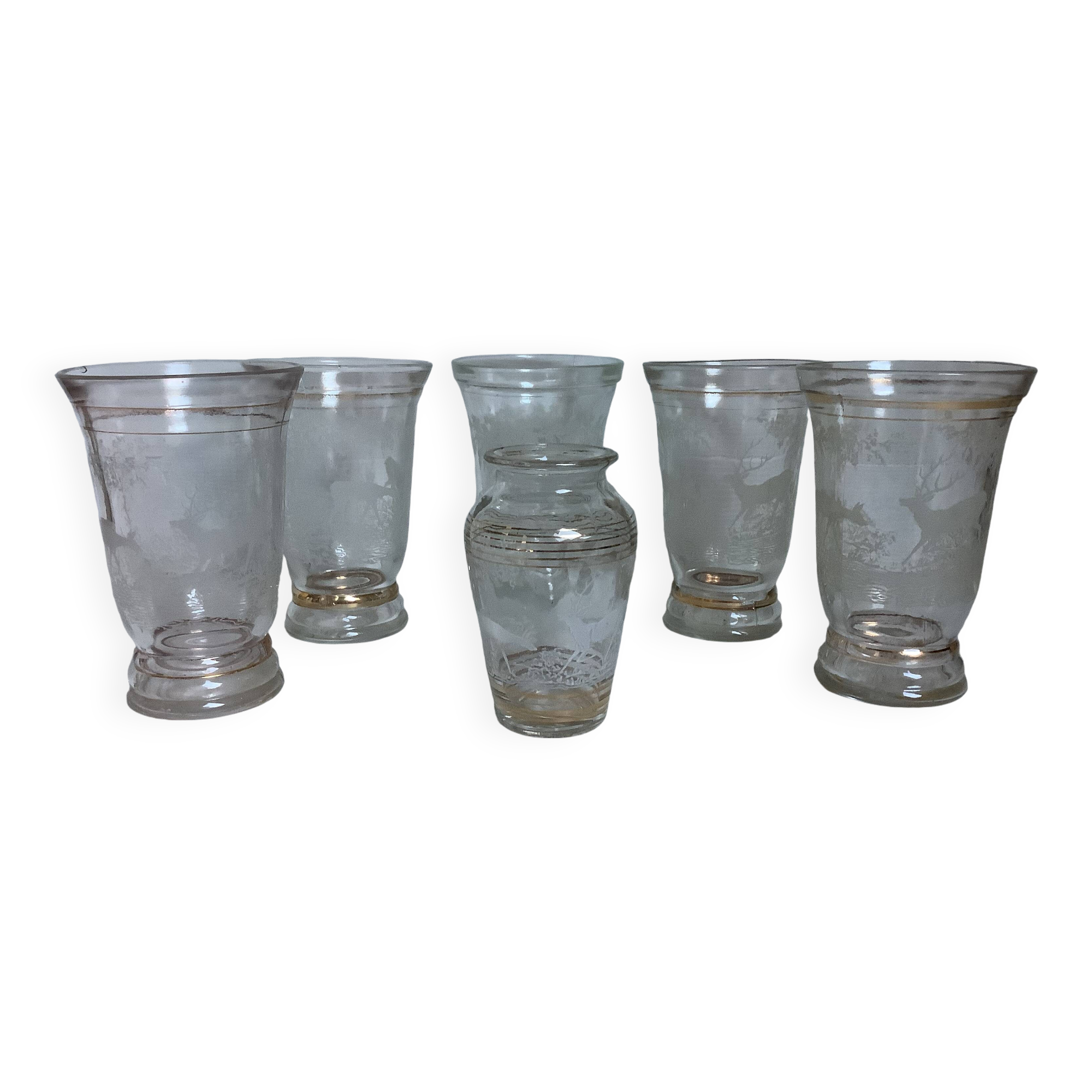 Six ancient zoomorphic moulded glass vases