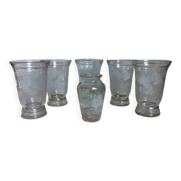 Six ancient zoomorphic moulded glass vases