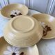 Set of 4 hollow plates in sandstone flowers painted 70s