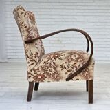 1950s, Danish artdeco armchair, furniture velour, beech wood, reupholstered