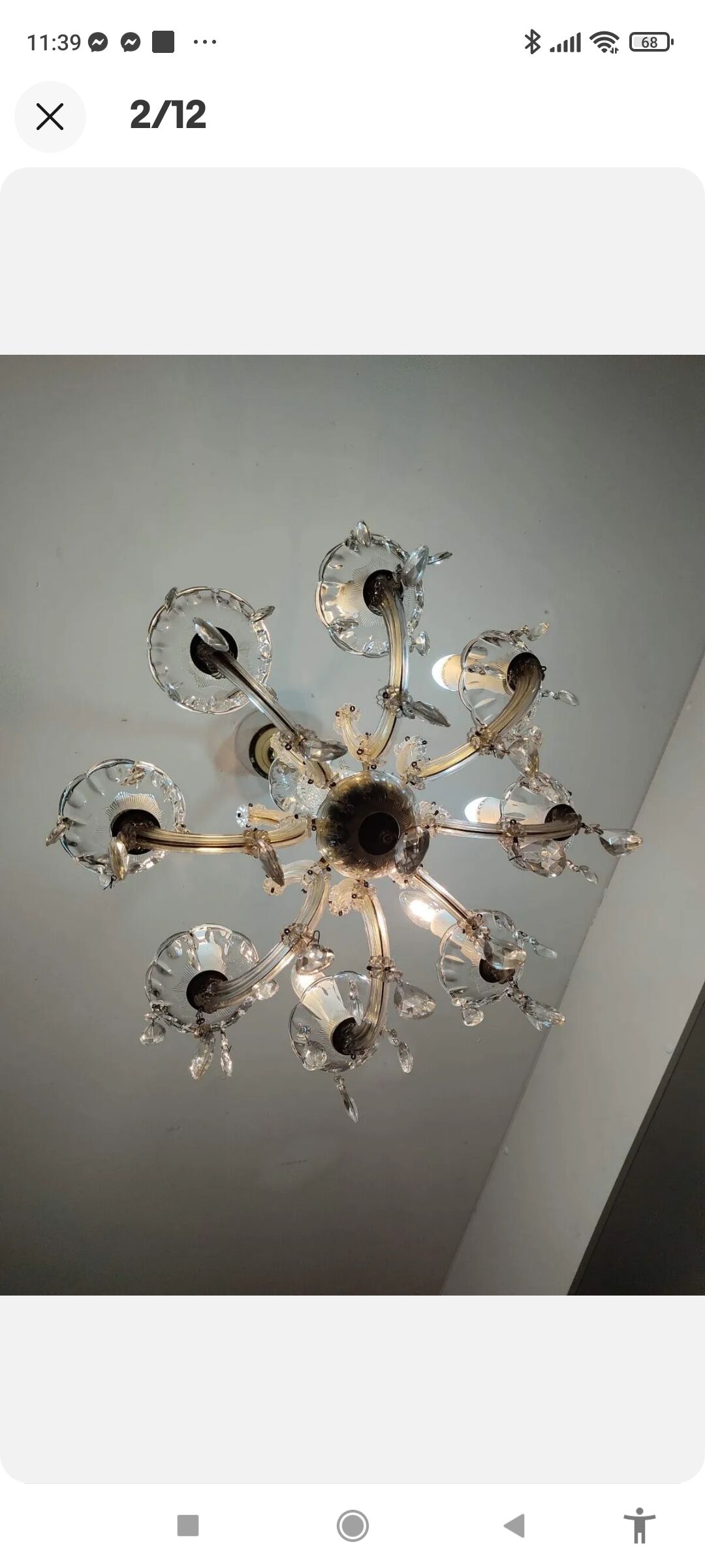 Old murano style chandelier in glass
